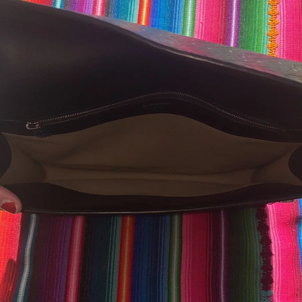 Burberry Black Embossed Monogram Leather Clutch Computer Bag